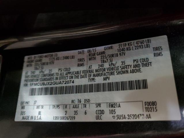 1FMCU9JX2GUA72074 - 2016 FORD ESCAPE TITANIUM GRAY photo 14