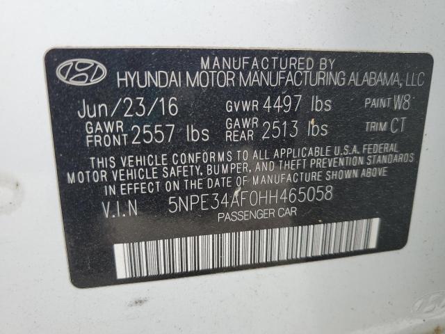 5NPE34AF0HH465058 - 2017 HYUNDAI SONATA SPORT WHITE photo 12