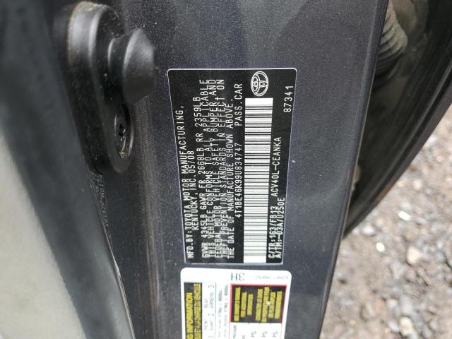 4T1BE46K99U834747 - 2009 TOYOTA CAMRY BASE Մոխրագույն լուսանկար 12