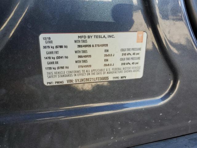 5YJXCBE21LF236805 - 2020 TESLA MODEL X 石墨色 照片 14