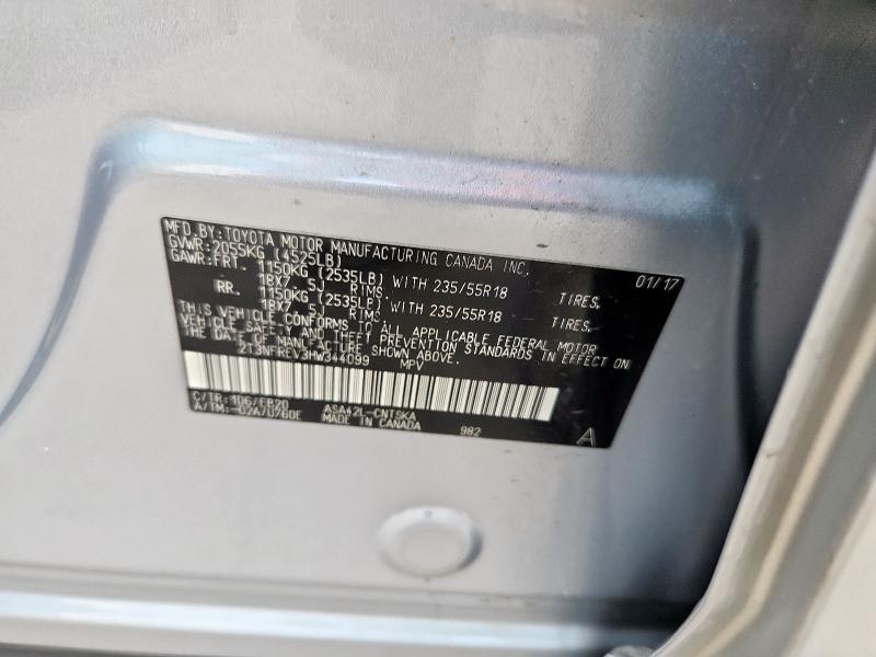 2T3NFREV3HW344099 - 2017 TOYOTA RAV4 SE 银色 照片 14