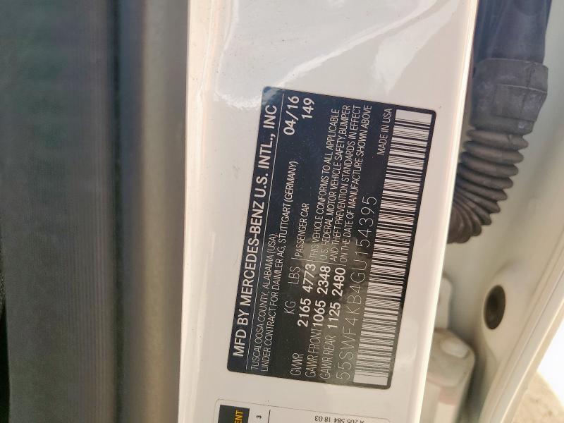 55SWF4KB4GU154395 - 2016 MERCEDES-BENZ C 300 4MATIC WHITE photo 12