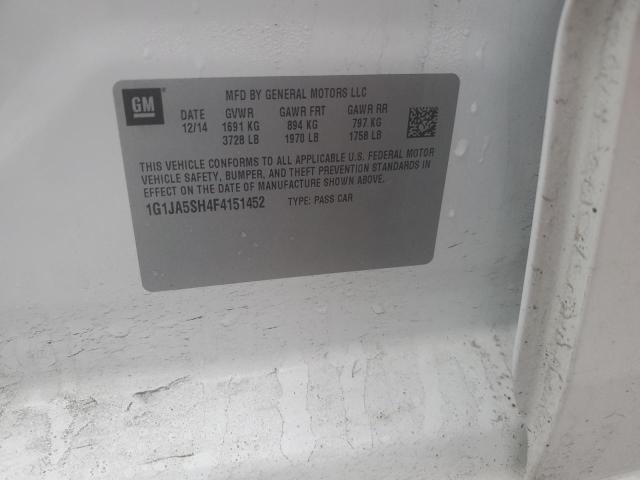 1G1JA5SH4F4151452 - 2015 CHEVROLET SONIC LS 白色 照片 12