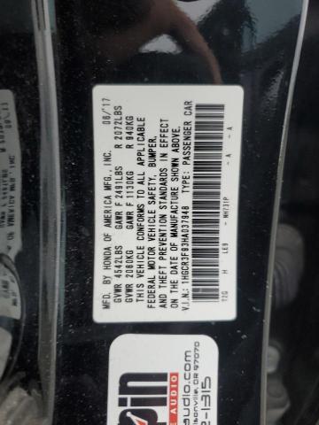 1HGCR3F93HA037948 - 2017 HONDA ACCORD TOURING BLACK photo 12
