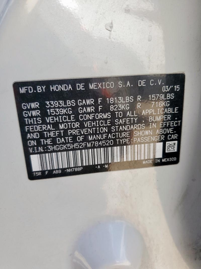 3HGGK5H52FM784520 - 2015 HONDA FIT LX 白色 照片 12