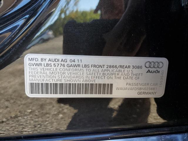 WAUAVAFD5BN023881 - 2011 AUDI A8 QUATTRO 黑色 照片 12