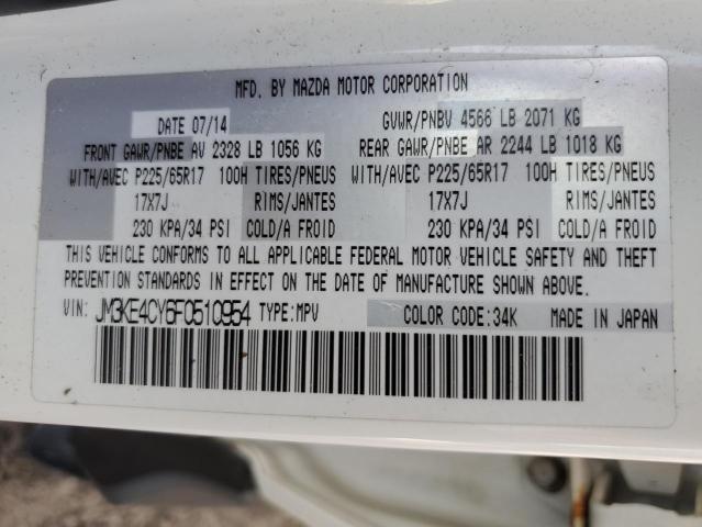 JM3KE4CY6F0510954 - 2015 MAZDA CX-5 TOURING WHITE photo 14