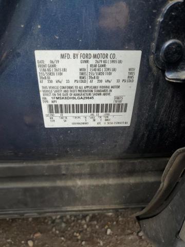 1FMSK8DH9LGA29845 - 2020 FORD EXPLORER XLT 蓝色 照片 12