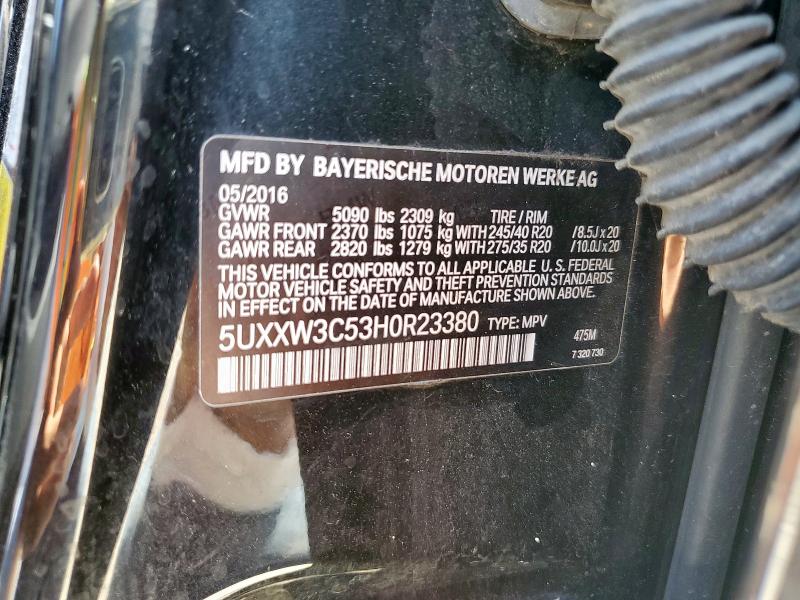 5UXXW3C53H0R23380 - 2017 BMW X4 XDRIVE28I BLACK photo 12