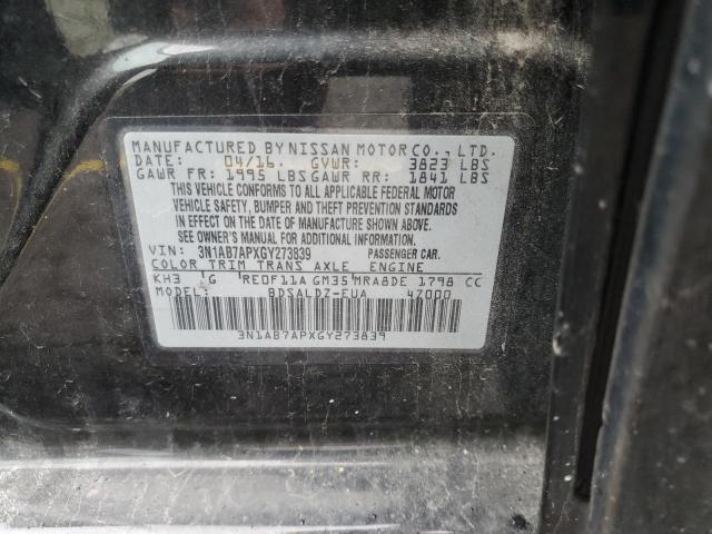 3N1AB7APXGY273839 - 2016 NISSAN SENTRA S BLACK photo 12