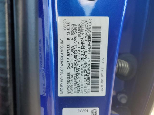 19UUB5F50MA000173 - 2021 ACURA TLX TECH A BLUE photo 13