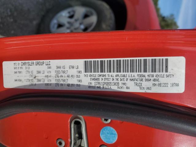 1D7RV1GP6BS513039 - 2011 DODGE RAM 1500 RED photo 12
