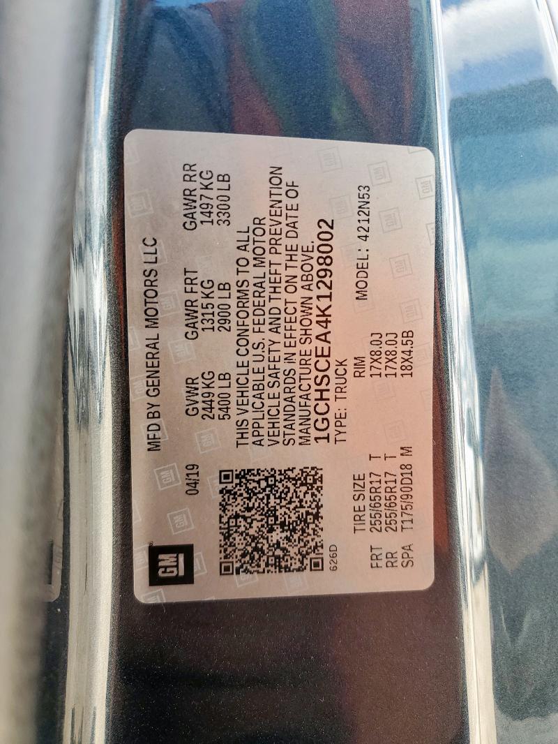 1GCHSCEA4K1298002 - 2019 CHEVROLET COLORADO LT GRAY photo 13
