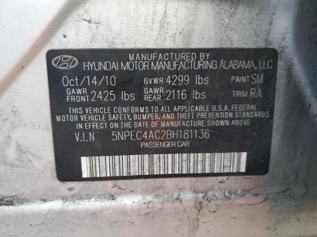 5NPEC4AC2BH181136 - 2011 HYUNDAI SONATA SE SILVER photo 13