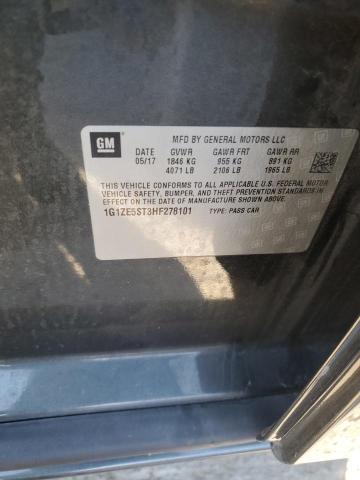 1G1ZE5ST3HF278101 - 2017 CHEVROLET MALIBU LT GRAY photo 13