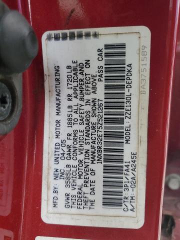 1NXBR32E75Z521267 - 2005 TOYOTA COROLLA CE RED photo 12