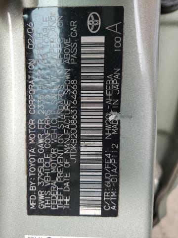 JTDKB20U863164668 - 2006 TOYOTA PRIUS Grün Foto 12