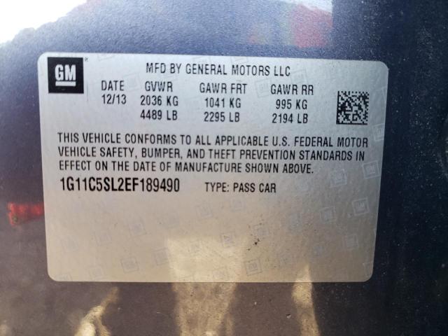 1G11C5SL2EF189490 - 2014 CHEVROLET MALIBU 1LT GRAY photo 12