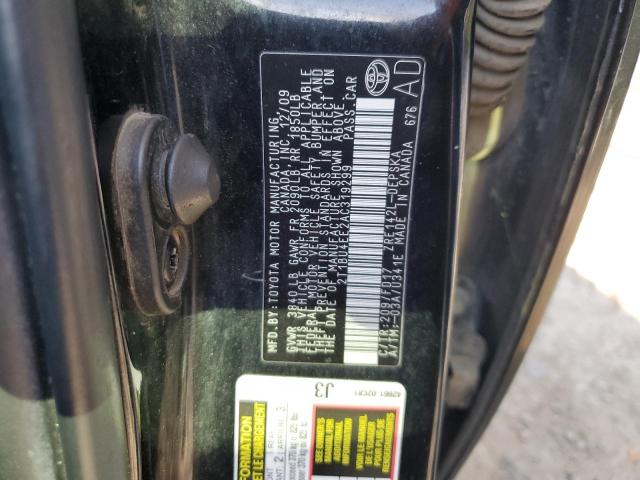 2T1BU4EE2AC319299 - 2010 TOYOTA COROLLA BASE Schwarz Foto 12