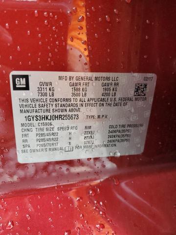 1GYS3HKJ0HR255673 - 2017 CADILLAC ESCALADE ESV LUXURY წითელი ფოტო 13