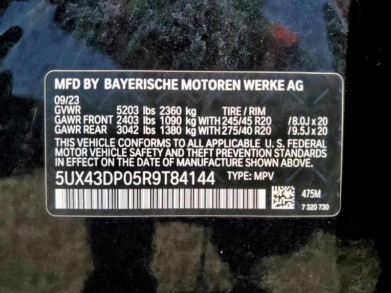 5UX43DP05R9T84144 - 2024 BMW X3 SDRIVE30I BLACK photo 13