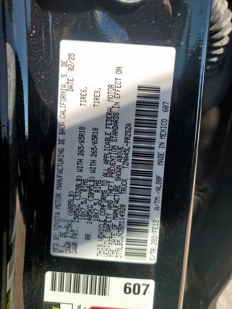 3TMLB5JN3SM114928 - 2025 TOYOTA TACOMA DOUBLE CAB BLACK photo 13