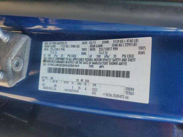 1FMCU9GD2HUD50101 - 2017 FORD ESCAPE SE BLUE photo 13