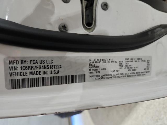 1C6RR7FG4NS187224 - 2022 RAM 1500 CLASSIC TRADESMAN თეთრი ფოტო 12