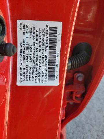 2HGFC2F60KH552090 - 2019 HONDA CIVIC LX RED photo 12