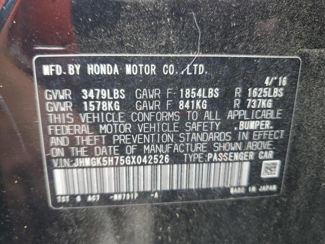 JHMGK5H75GX042526 - 2016 HONDA FIT EX أسود صورة 12