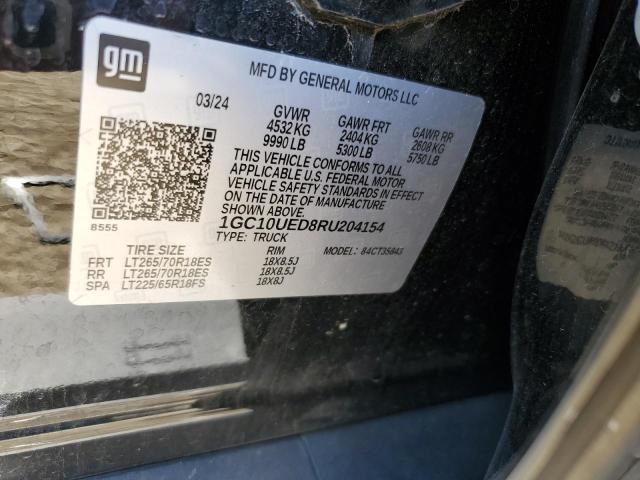 1GC10UED8RU204154 - 2024 CHEVROLET SILVERADO BLACK photo 12