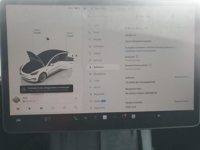 5YJ3E1EA5NF348293 - 2022 TESLA MODEL 3 WHITE photo 9