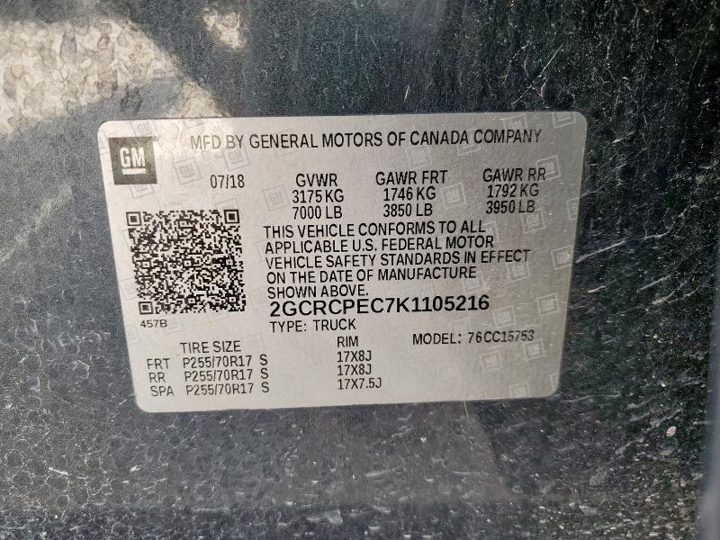 2GCRCPEC7K1105216 - 2019 CHEVROLET SILVERADO C1500 LT BLACK photo 12