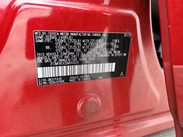 2T3WFREV2DW040034 - 2013 TOYOTA RAV4 XLE Czerwony zdjęcie 13