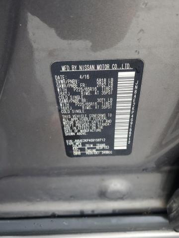 JN8AE2KP4G9156712 - 2016 NISSAN QUEST S GRAY photo 13