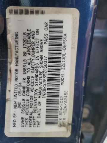 1NXBR32E55Z350017 - 2005 TOYT COROLLA CE BLUE photo 12