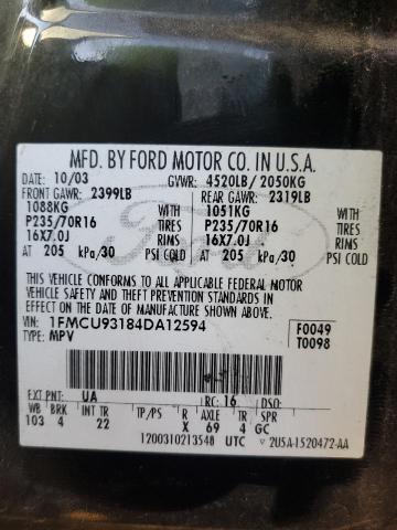 1FMCU93184DA12594 - 2004 FORD ESCAPE XLT 黑色 照片 13