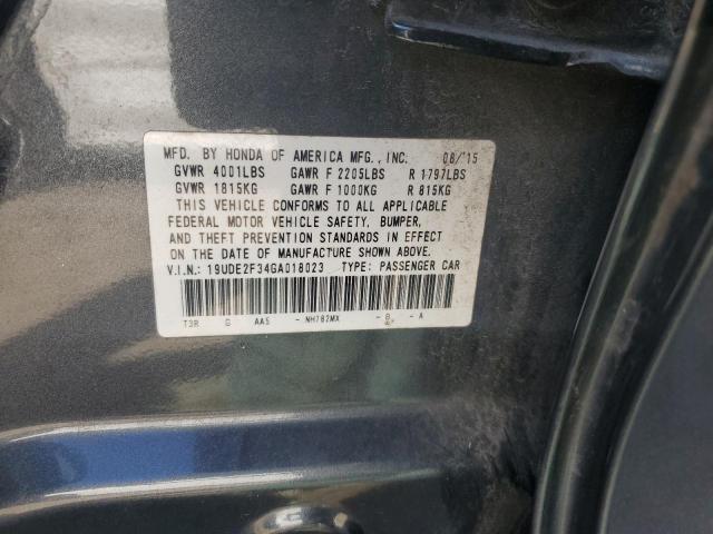 19UDE2F34GA018023 - 2016 ACURA ILX BASE WATCH PLUS GRAY photo 12