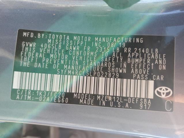 5YFM4RCE5LP022829 - 2020 TOYOTA COROLLA SE Blau Foto 13