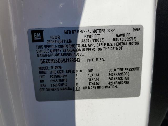 5GZER23D59J129542 - 2009 SATURN OUTLOOK XR თეთრი ფოტო 13