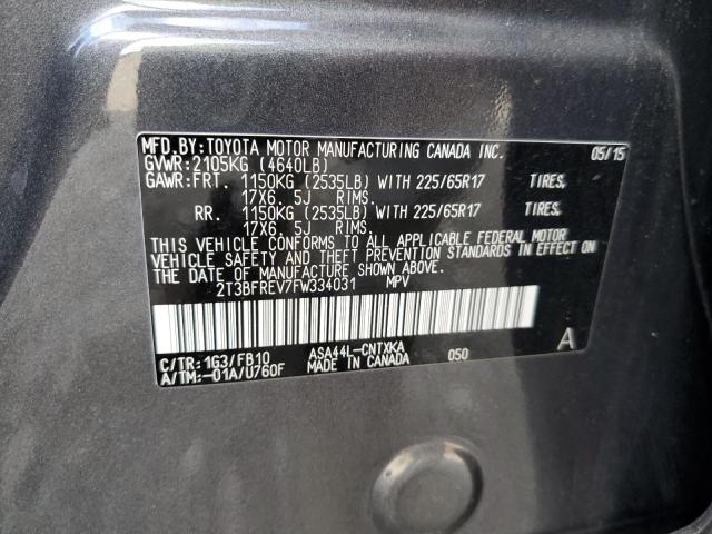 2T3BFREV7FW334031 - 2015 TOYOTA RAV4 LE GRAY photo 13