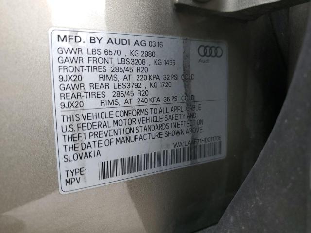 WA1LAAF71HD011706 - 2017 AUDI Q7 PREMIUM PLUS Dorado foto 13