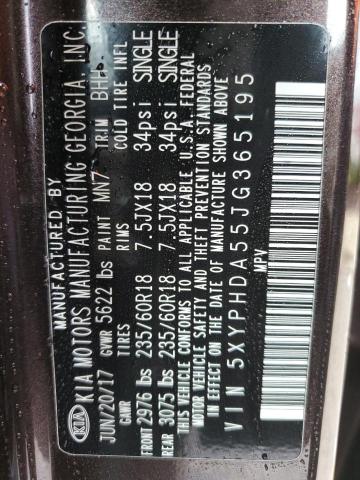 5XYPHDA55JG365195 - 2018 KIA SORENTO EX 棕色 照片 13