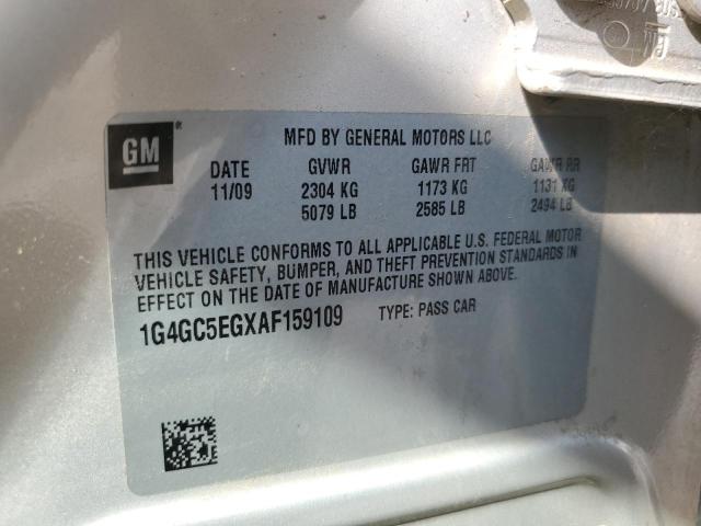 1G4GC5EGXAF159109 - 2010 BUICK LACROSSE CXL Beżowy zdjęcie 12