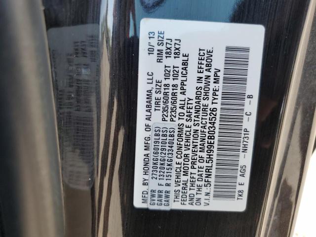 5FNRL5H99EB034526 - 2014 HONDA ODYSSEY TOURING Czarny zdjęcie 13