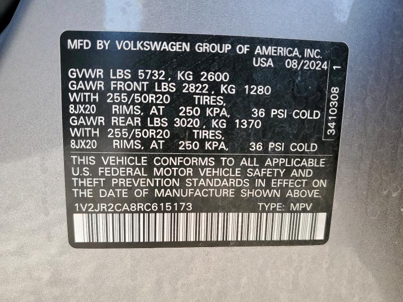 1V2JR2CA8RC615173 - 2024 VOLKSWAGEN ATLAS SE Gri fotoğraf 13