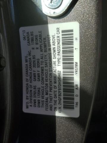 2HGFB2F97DH549462 - 2013 HONDA CIVIC EXL ყავისფერი ფოტო 12