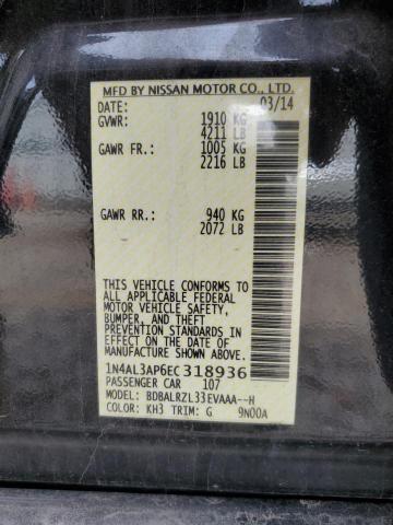 1N4AL3AP6EC318936 - 2014 NISSAN ALTIMA 2.5 黑色 照片 13