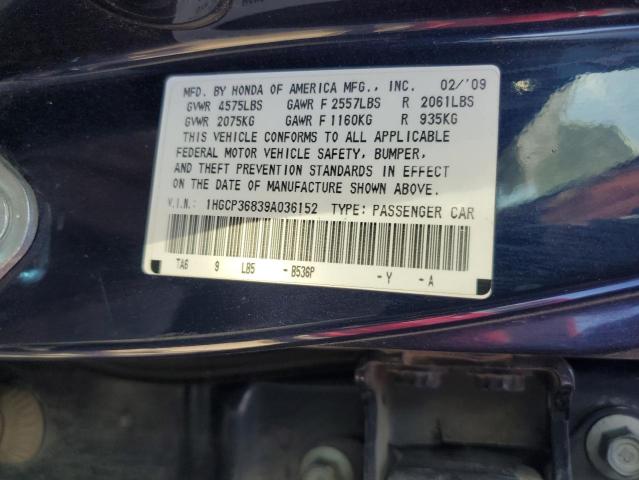 1HGCP36839A036152 - 2009 HONDA ACCORD EXL BLUE photo 12