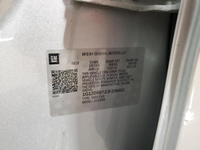 1G1ZD5ST2JF226662 - 2018 CHEVROLET MALIBU LT 银色 照片 12